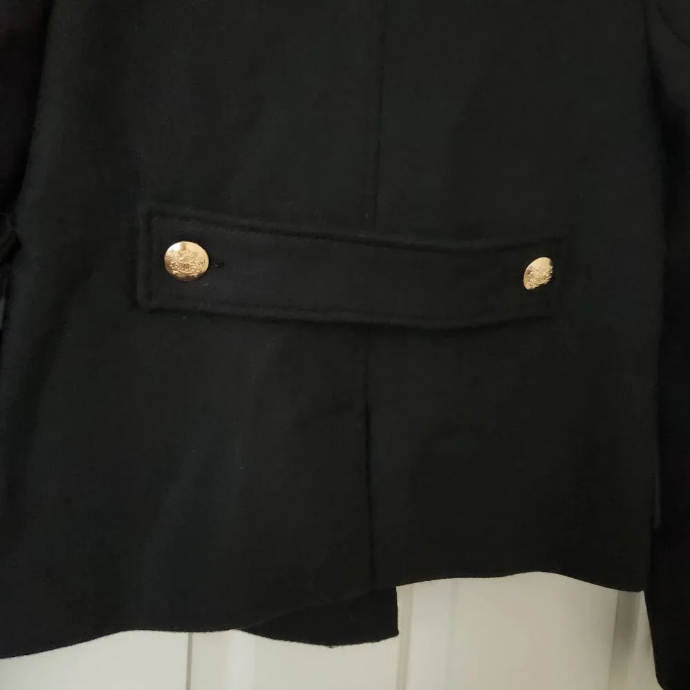Zara Black Wool Military Jacket Gold Buttons Fall Winter Old Money Glam Preppy - Picture 7 of 13